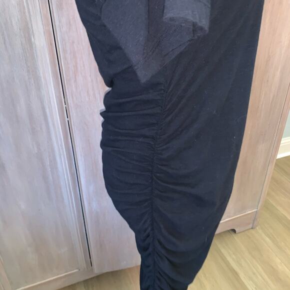 NWT Anthropologie Sundry Side Shirred Jersey Midi Dress black basic midi dress L - Picture 6 of 15